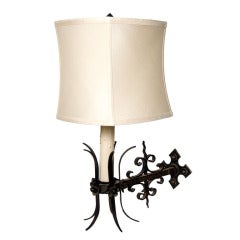 Antique Pair Wrought Iron Wall Sconces