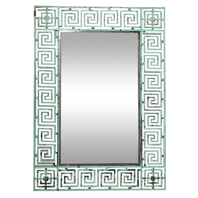 Bronze Greek Key Mirror For Sale