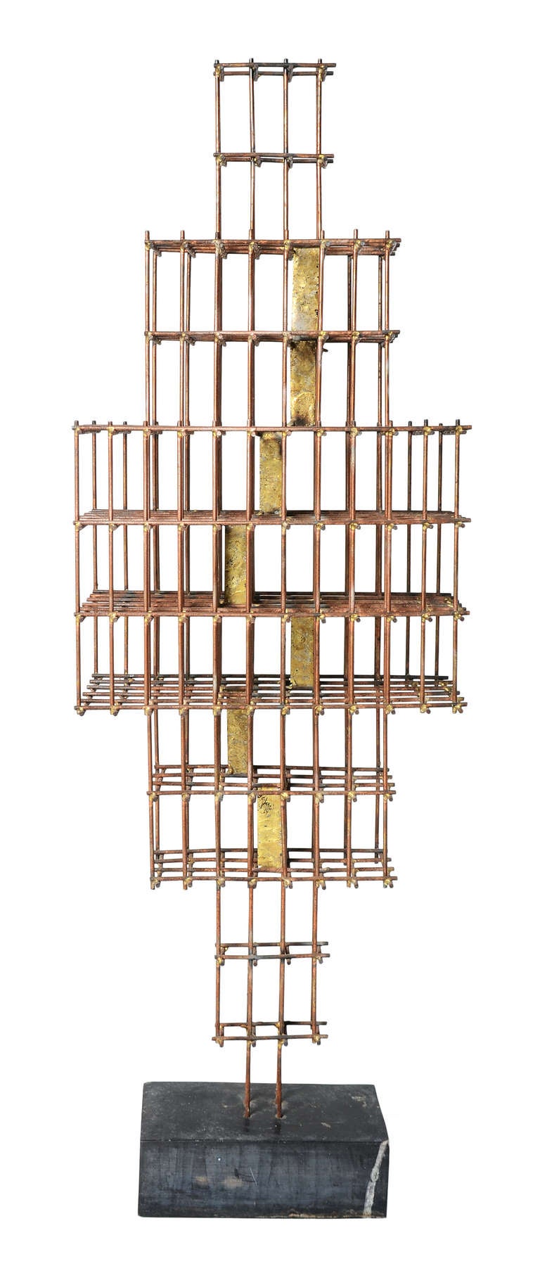 Modern Large Curtis Jere Architectural Brass Rod Sculpture