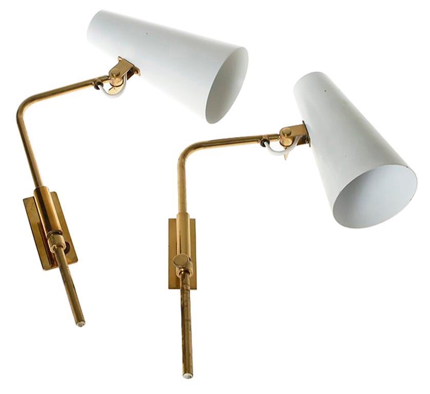 Pair of Paavo Tynell adjustable wall lamps for Taito Oy