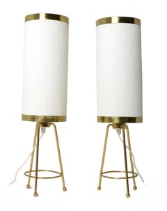 Pair Of Paavo Tynell Brass Banded Table Lamps For Taito