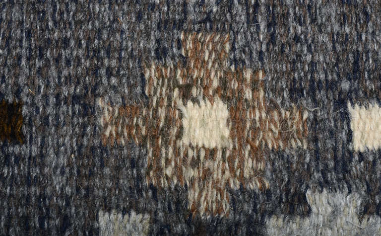 Mid-20th Century Vintage Geometric Swedish Flat Weave Carpet