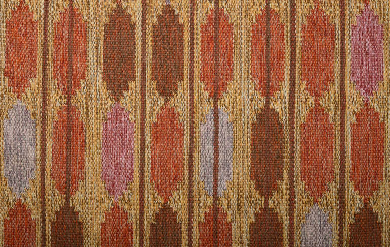 Beautiful Finnish Flat Weave Carpet in Earth Tones