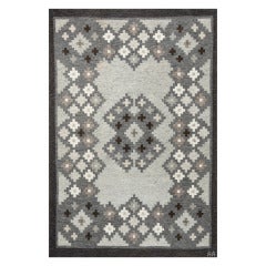 Vintage Geometric Swedish Flat Weave Carpet