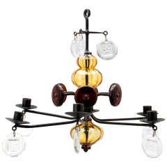 Erik Hoglund 6 Arm Candelabra Chandelier For Kosta