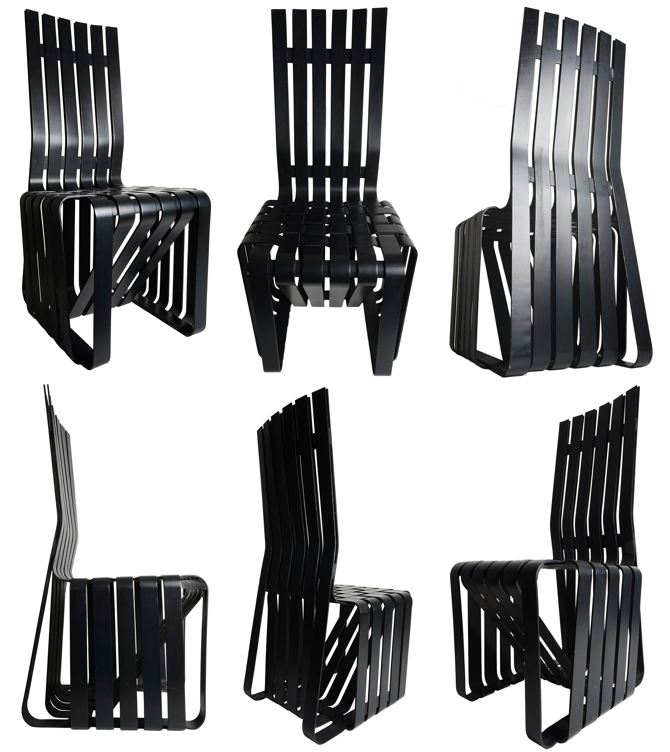 Set of 6 Frank Gehry "High Sticking" Tall Chairs