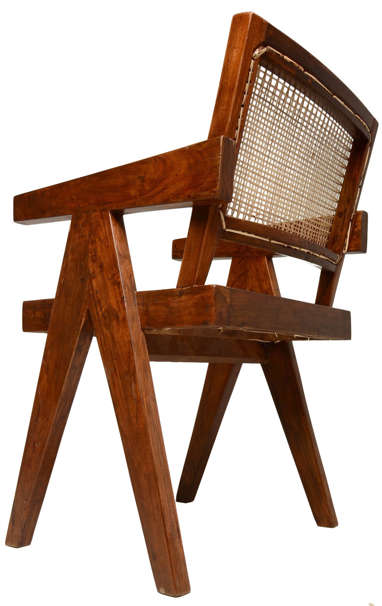 Woven Desk and Chair for Chandigarh by Pierre Jeanneret