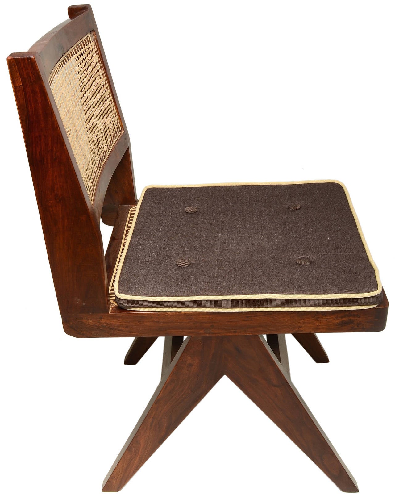 Indian Extraordinary Set of Ten Pierre Jeanneret Armless Dining Chairs