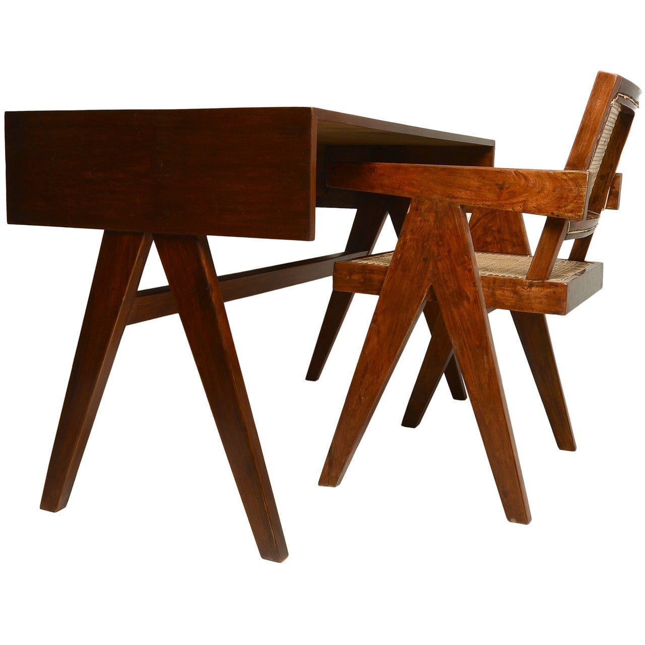 Desk and Chair for Chandigarh by Pierre Jeanneret