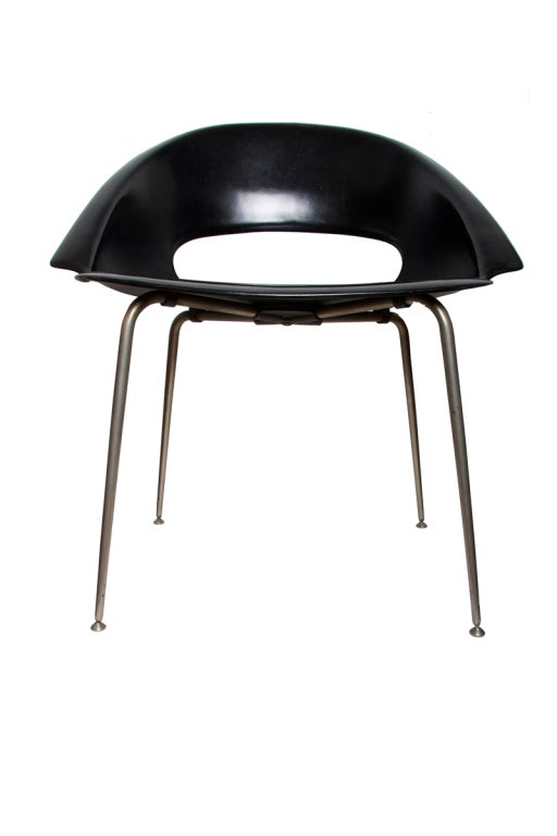 An unusual early fibreglass chair by Kaj Lyngfeldt Larsen & Steen Ejler Rasmussen for Bovirke Denmark.