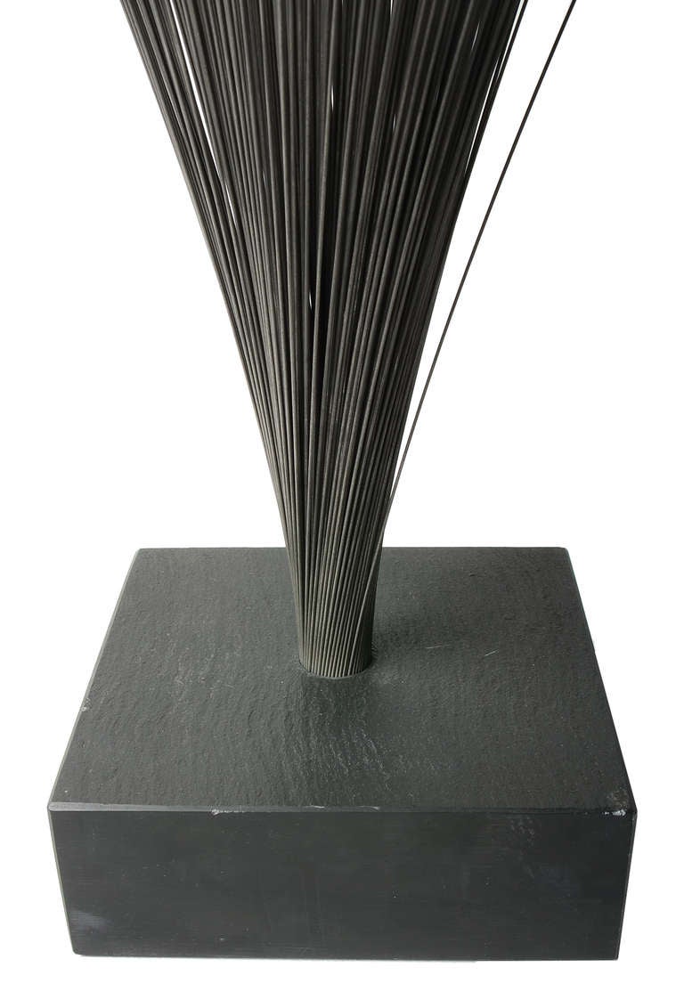 A great example of Harry Bertoia's iconic spray sculpture.
This example rare in ferrous metal on a thick slate base.