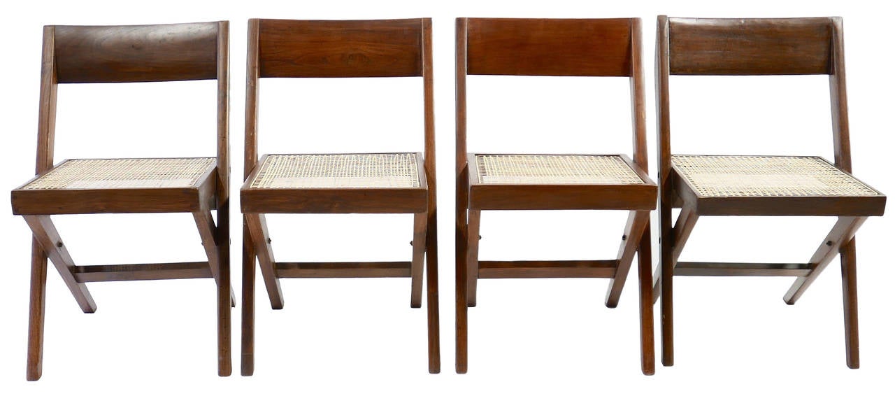 Mid-20th Century Set of Ten Library Chairs from Chandigarh by Jeanneret *6 on hold * 4 available