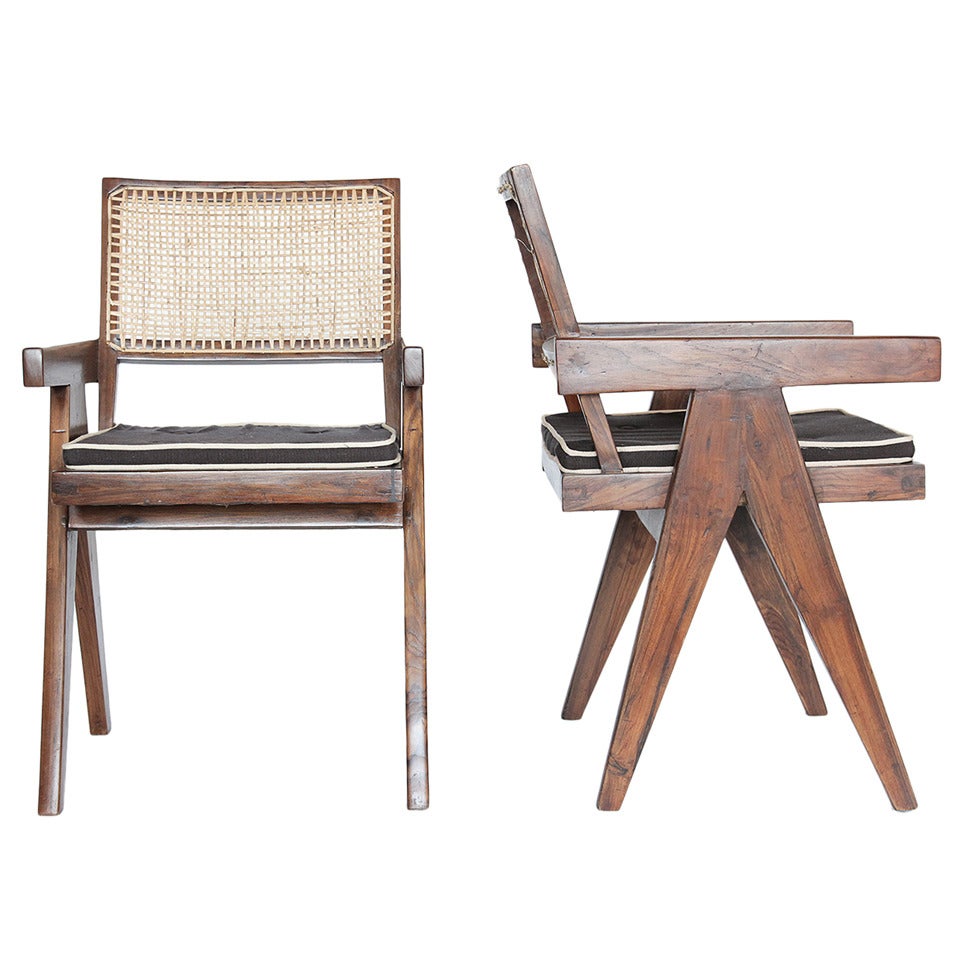 Pair of Pierre Jeanneret VLeg Chairs at 1stDibs