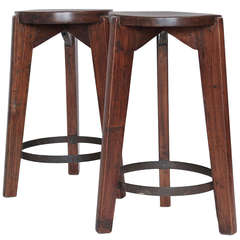 Pair of Pierre Jeanneret Stools from Chandigarh