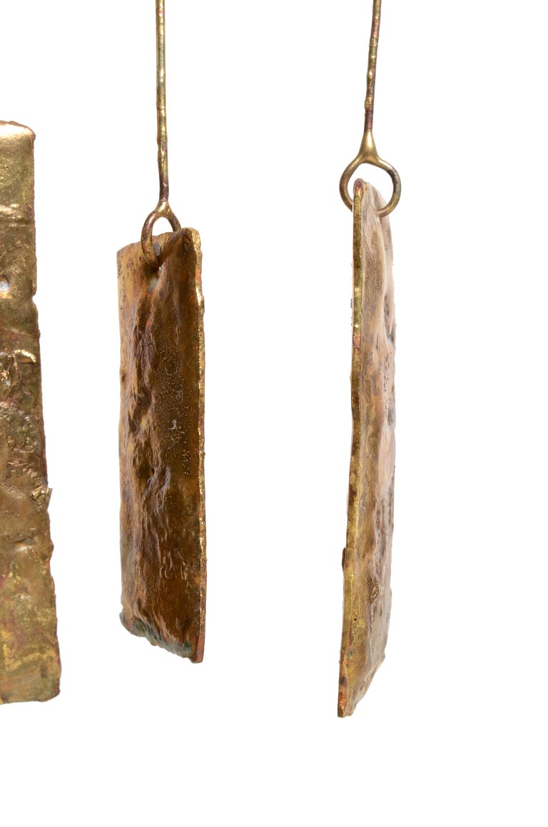 American Harry Bertoia brass coated hanging gongs