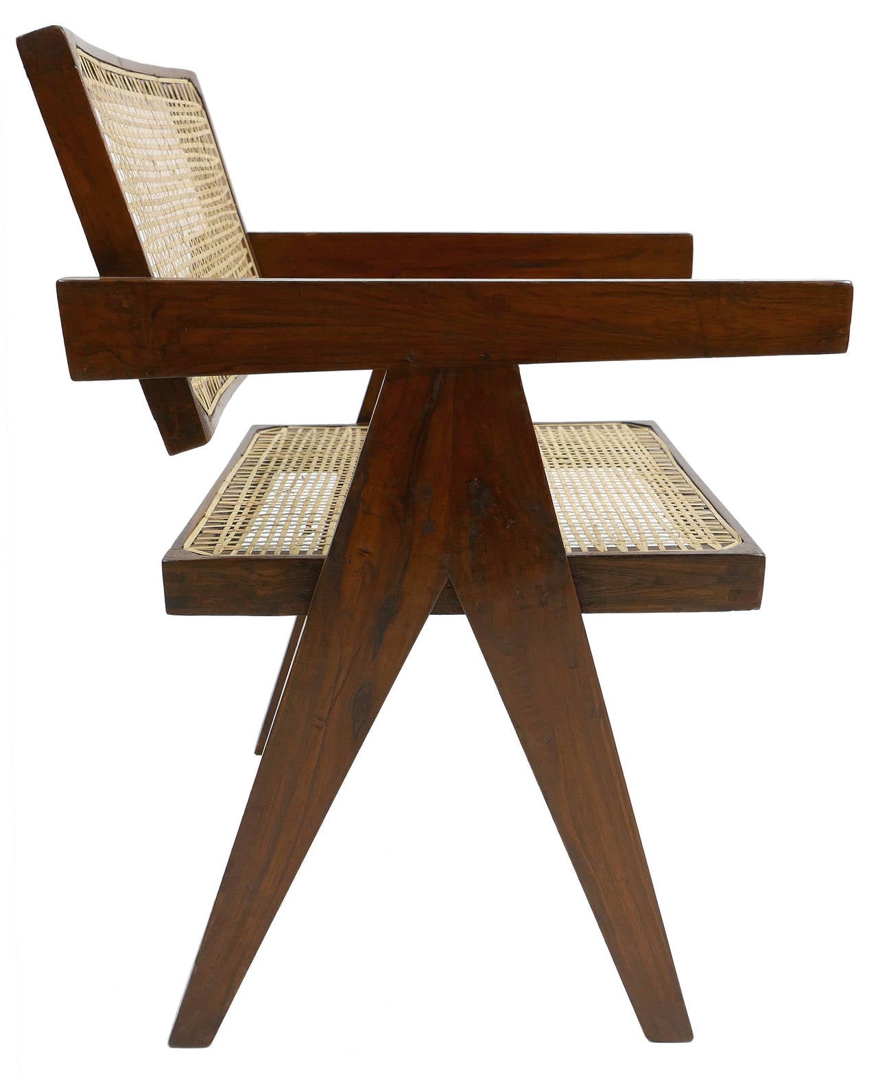 Set of Eight Jeanneret V-Leg Chairs from Chandigarh