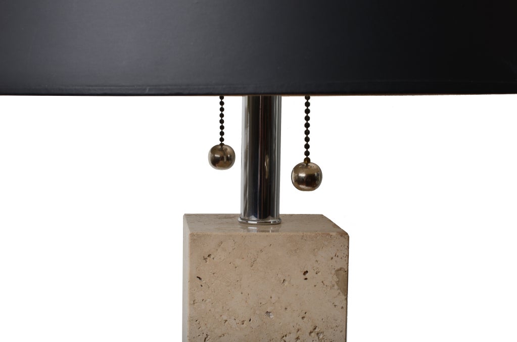 Mid-Century Modern Travertine Table Lamp