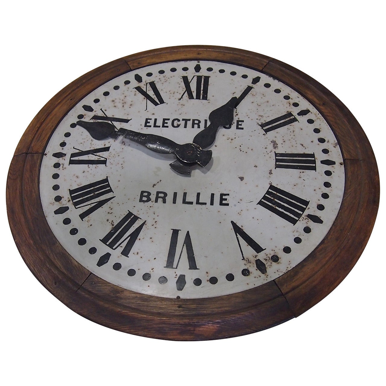 1930's French Brillie Walnut Railroad Station Clock For Sale