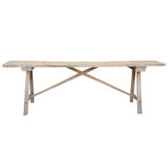18th Century French Oak Trestle Table with Single Plank Top