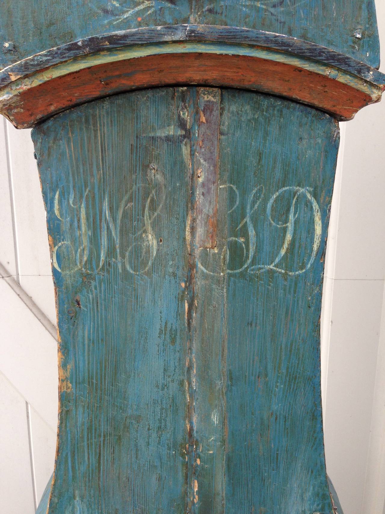 19th Century Swedish Mora Clock with Original Blue Paint 3