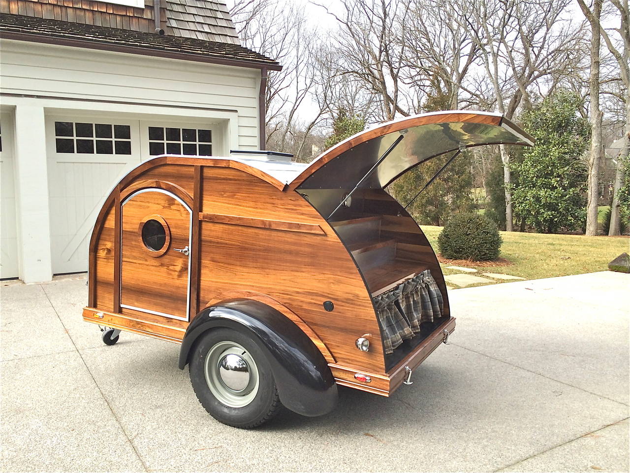 Meet The Sherpa!

She is a custom-made walnut teardrop trailer built from trailer plans from the 1940s. Teardrops have been built in garages ever since GI’s returned from WWII. Before the war, most people had never travelled even a few miles from