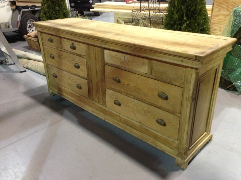 19th C. French Pine Shop Counter With Drawers 2