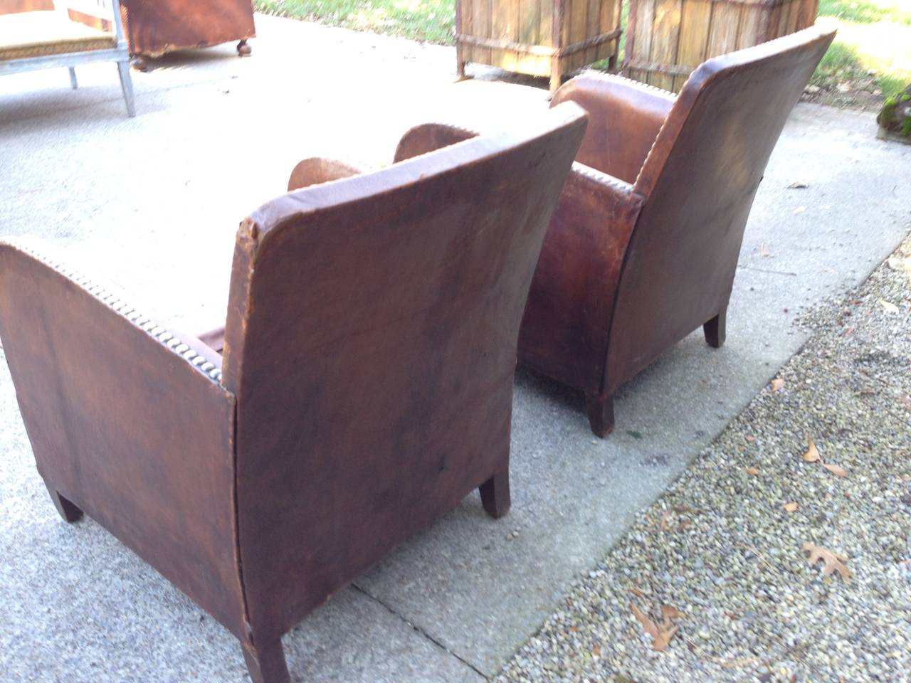 Pair of 1920s French Leather Club Chairs 4