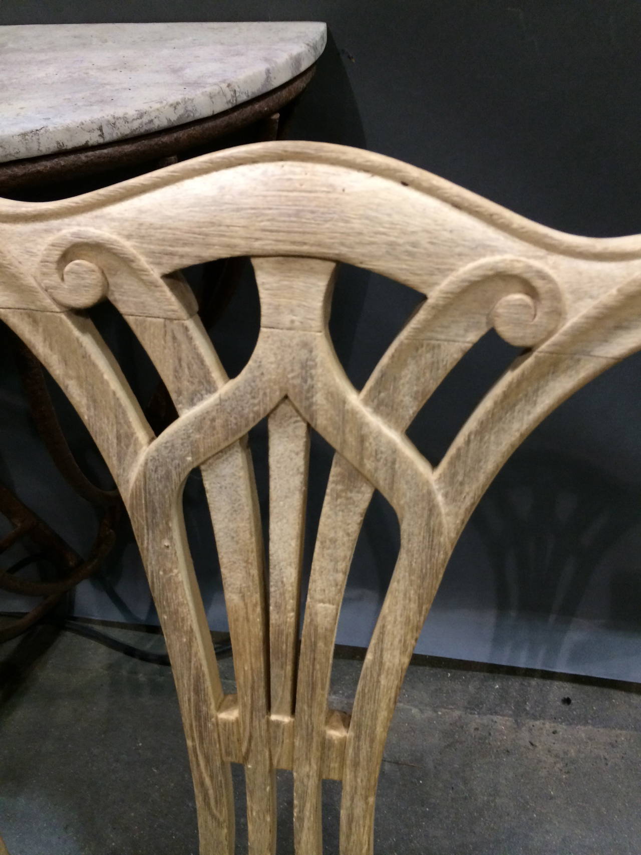 Set of Six English Bleached Oak Chippendale Style Dining Chairs 2