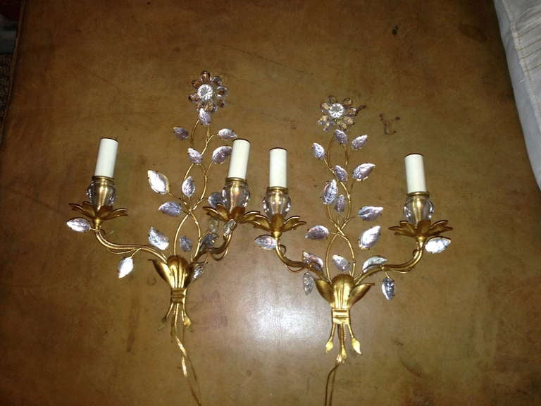 French Maison Bagues Crystal Sconces 1