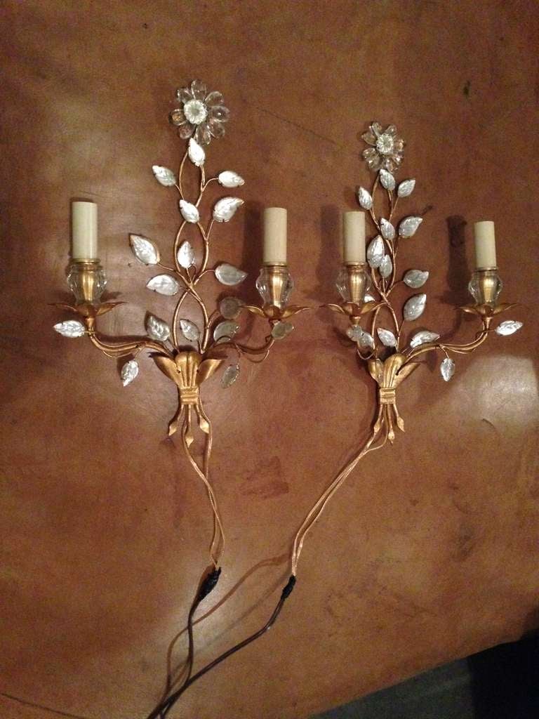 French Maison Bagues Crystal Sconces 4