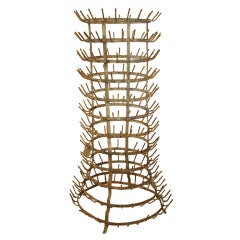 Vintage 19th Century Large French Bottle Drying Rack