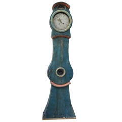 19th Century Swedish Mora Clock with Original Blue Paint