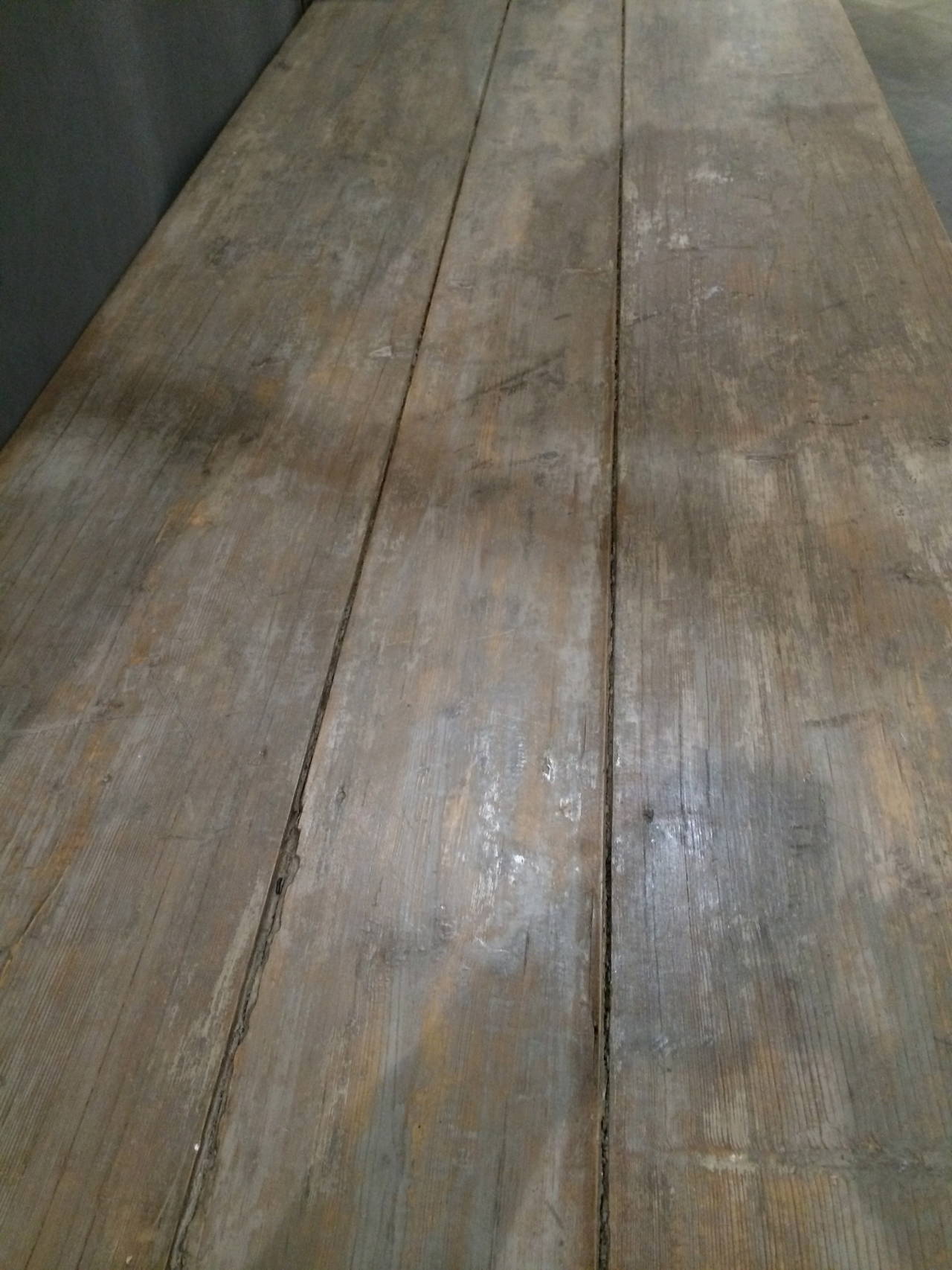 Wood Large 19th Century French Gray Refectory Table