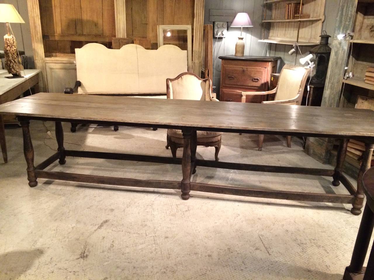 Large 19th Century French Gray Refectory Table In Excellent Condition In Nashville, TN