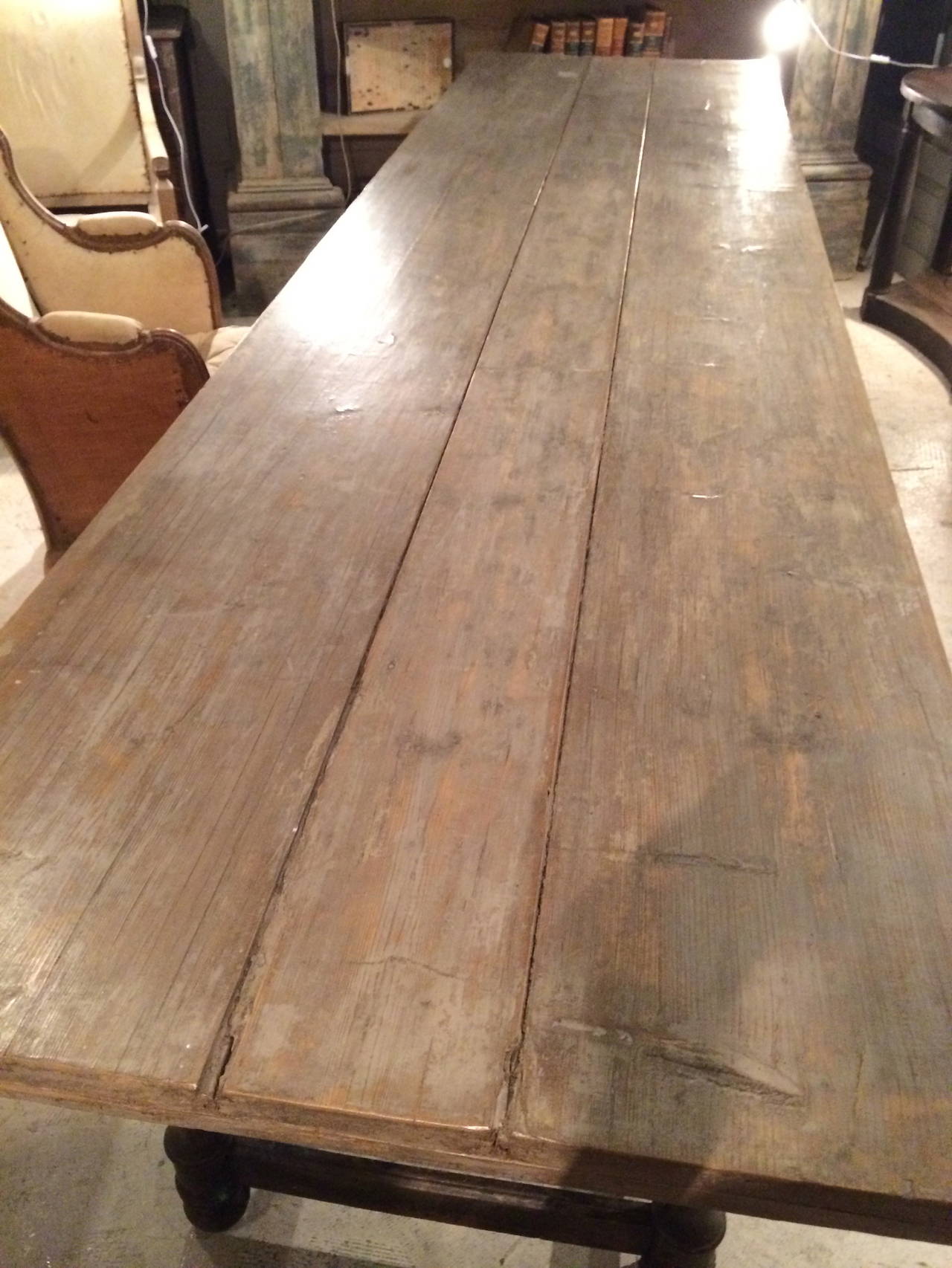 Large 19th Century French Gray Refectory Table 3