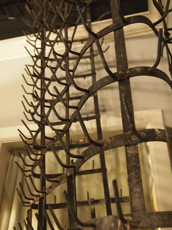 19th century Large French iron wine bottle rack 1