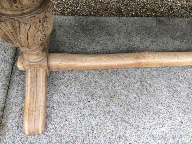 19th Century Belgian Bleached Oak Dining Table or Desk 1