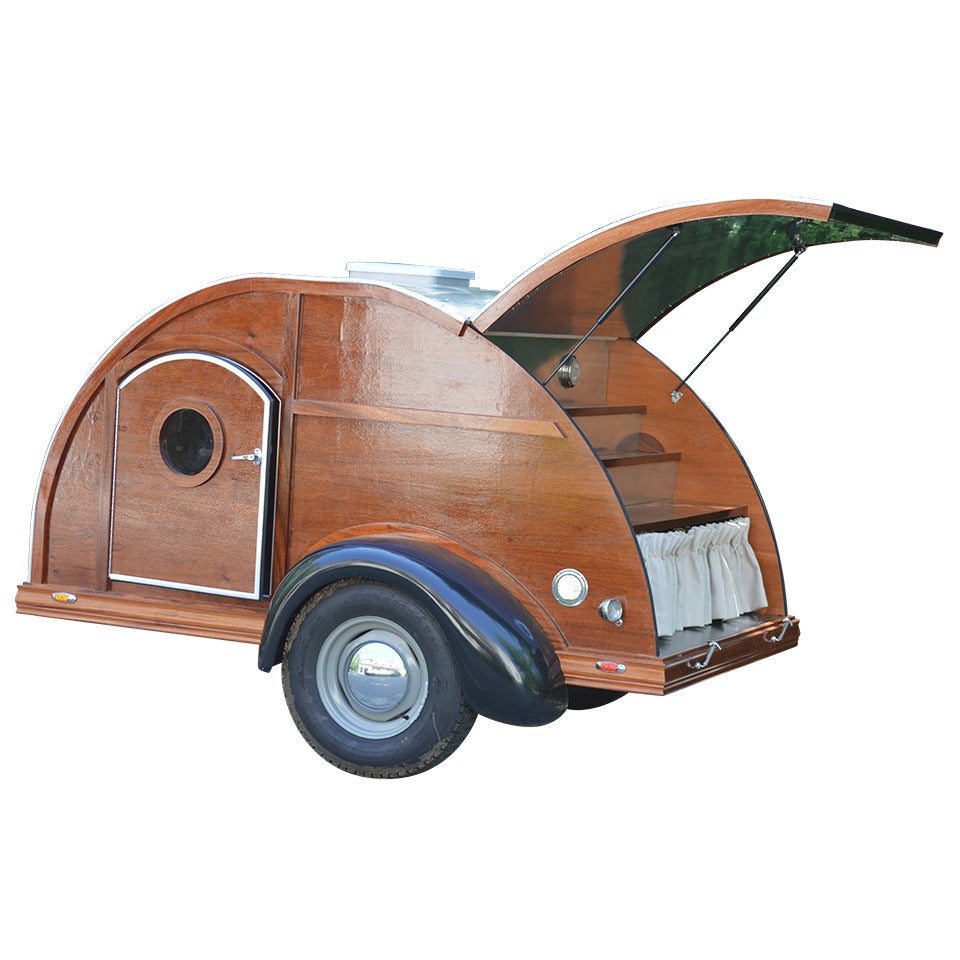 Retro Style Custom Mahogany Teardrop Trailer