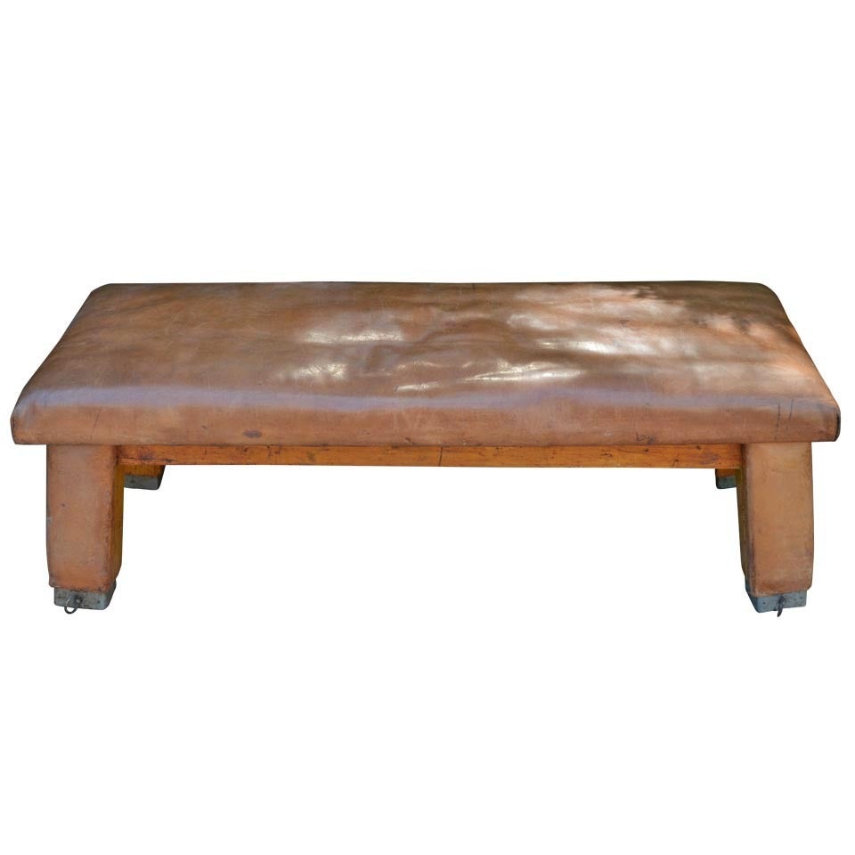 Midcentury French Leather Gym Bench