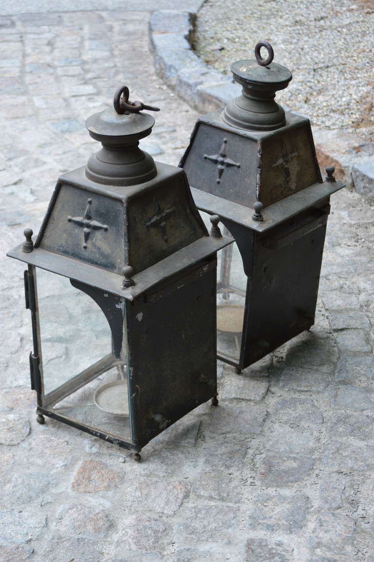 Pair of French Railroad Station Lanterns 2