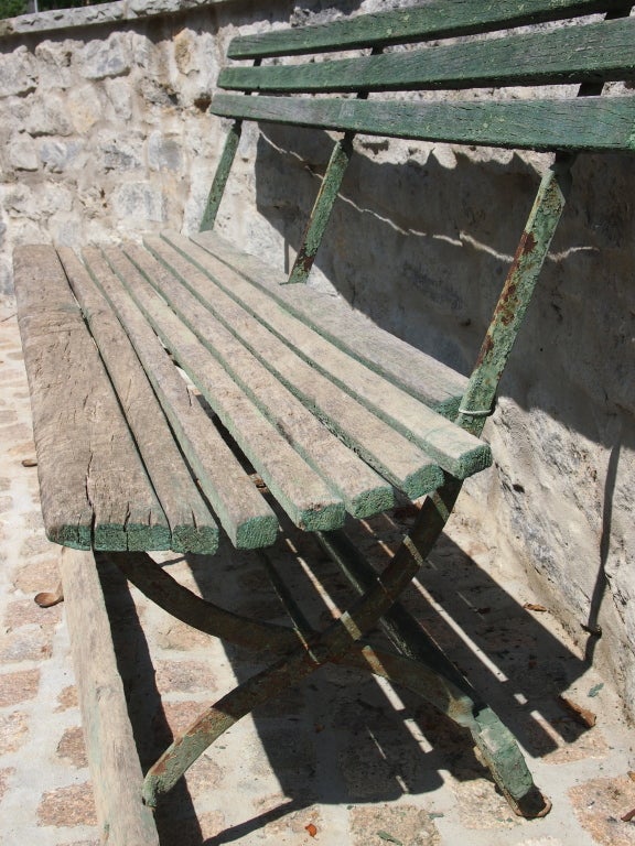 Wood 19th century folding French Garden bench