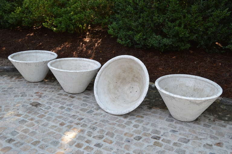 c. 1920 Set of Four Large French Concrete Planters