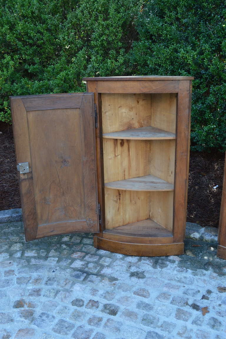 19th Century Pair of Hanging French Walnut Corner Cabinets Circa 1870 For Sale