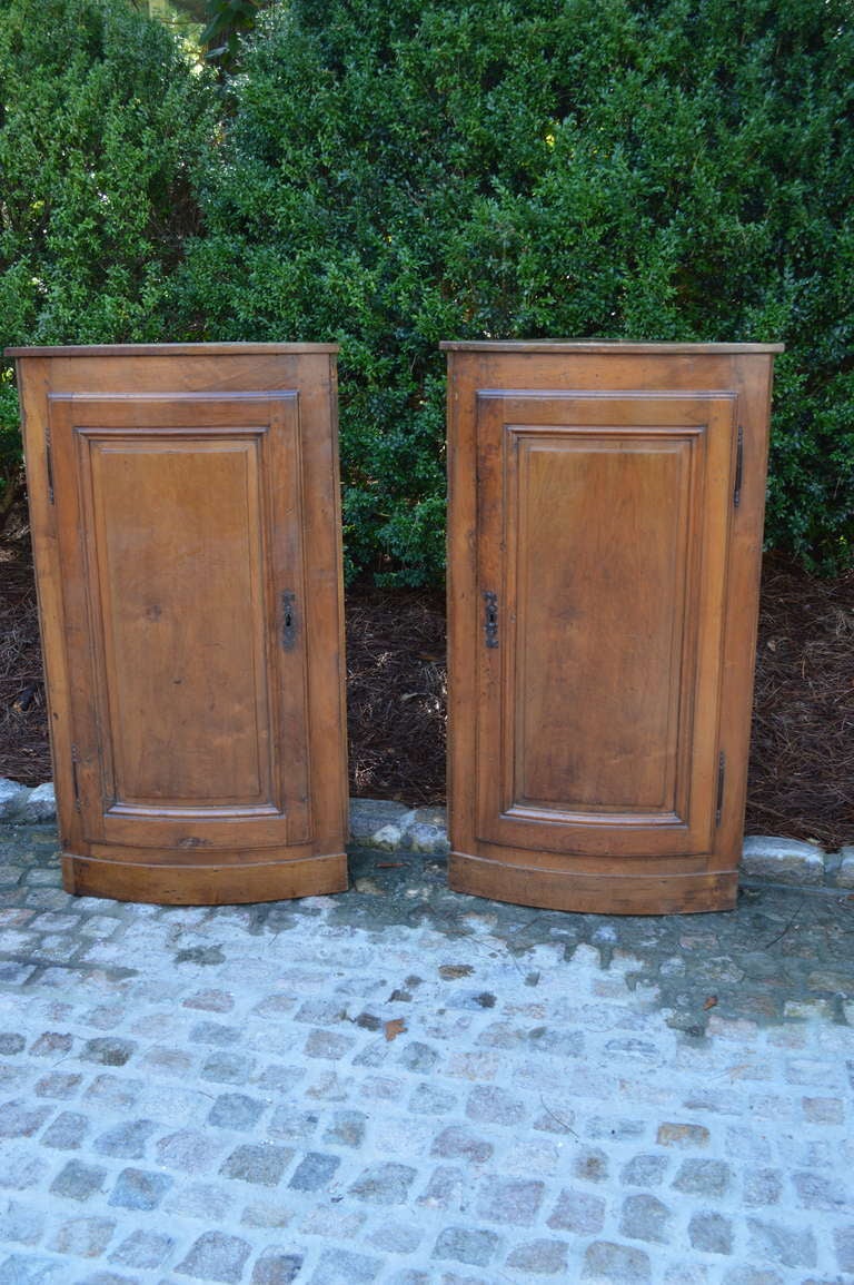 Pair of Hanging French Walnut Corner Cabinets Circa 1870 For Sale 2