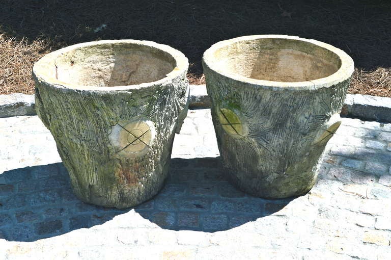 Mid Century French Faux Bois Planters