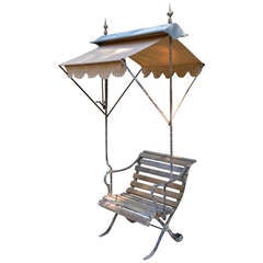 19th C Belgian Garden Chair With Awning