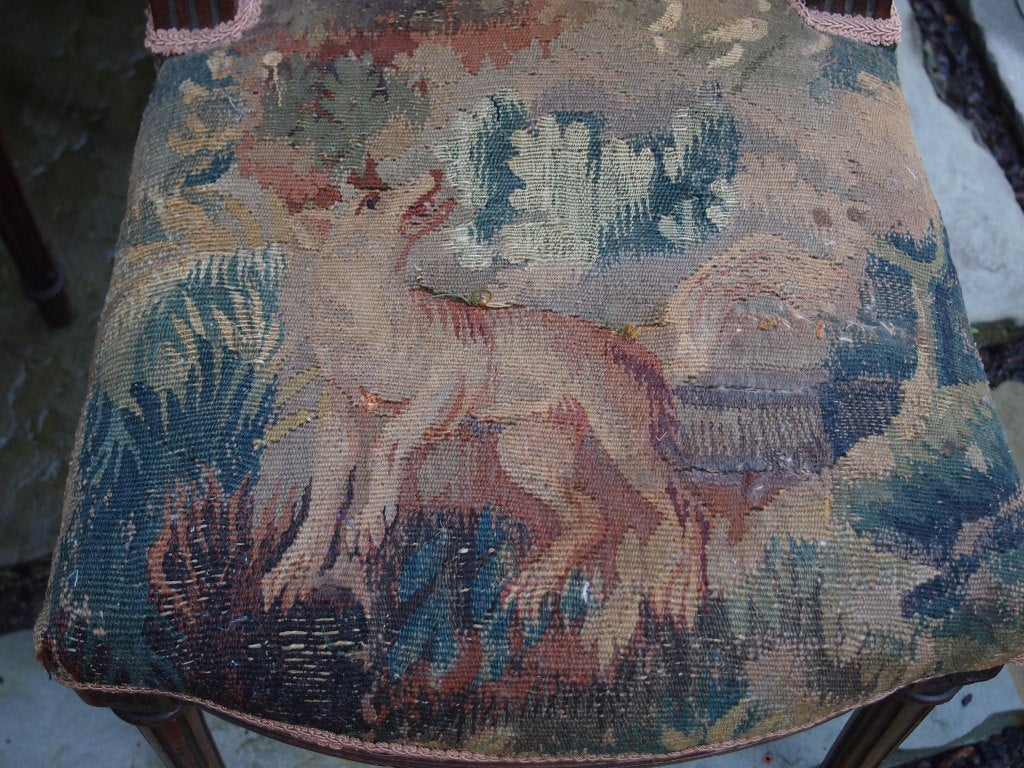 19th Century Pair of 19thc French tapestry carved chairs