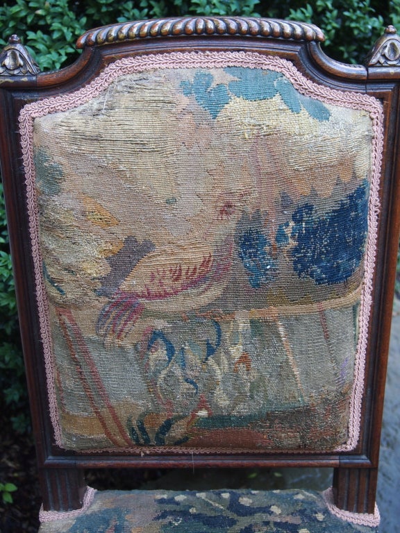 Pair of 19thc French tapestry carved chairs 1