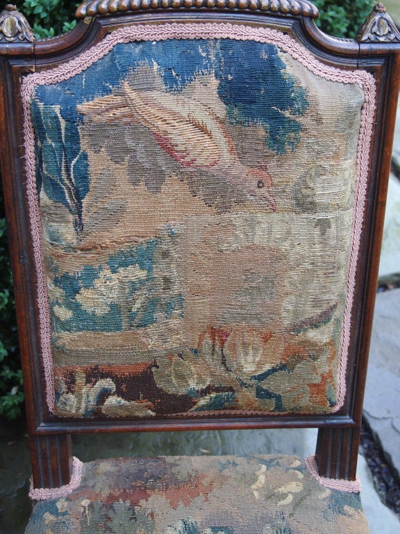 Pair of 19thc French tapestry carved chairs 2