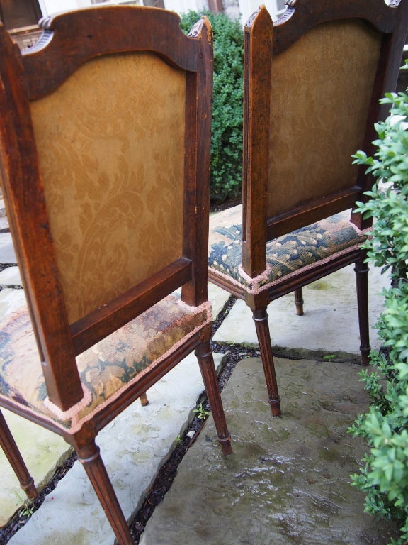 Pair of 19thc French tapestry carved chairs 3